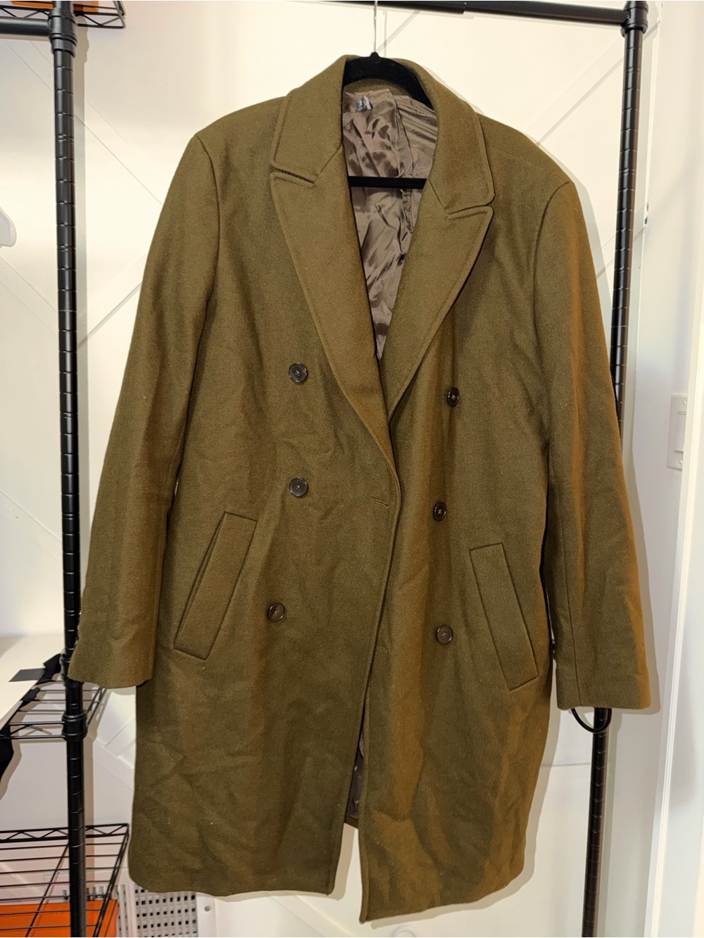 Zara Man - Olive Double-Breasted Wool Coat